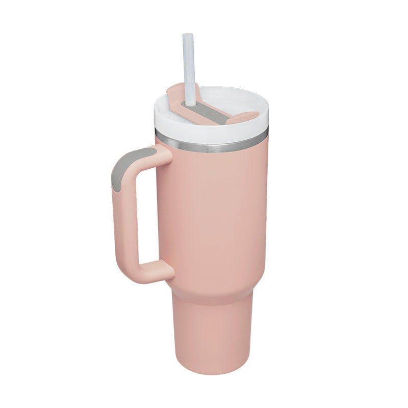 40 Oz Insulated Tumbler with Handle and Straw - Stainless Steel Leak-Proof Travel Mug
