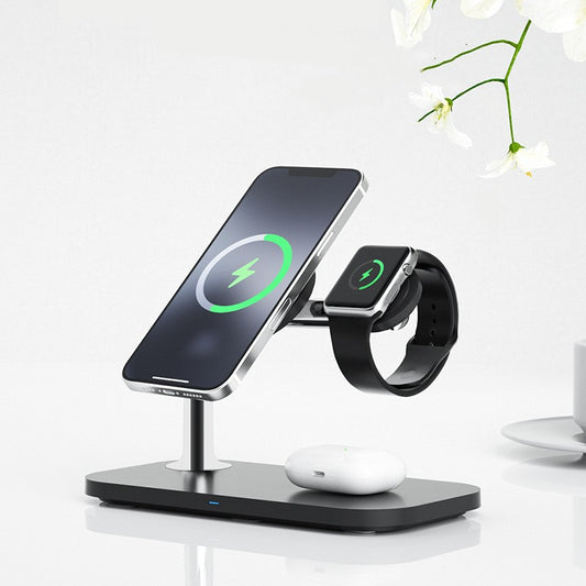 Magnetic 3-in-1 Wireless Charging Station for iPhone, Apple Watch & AirPods – Fast Foldable Charging Dock