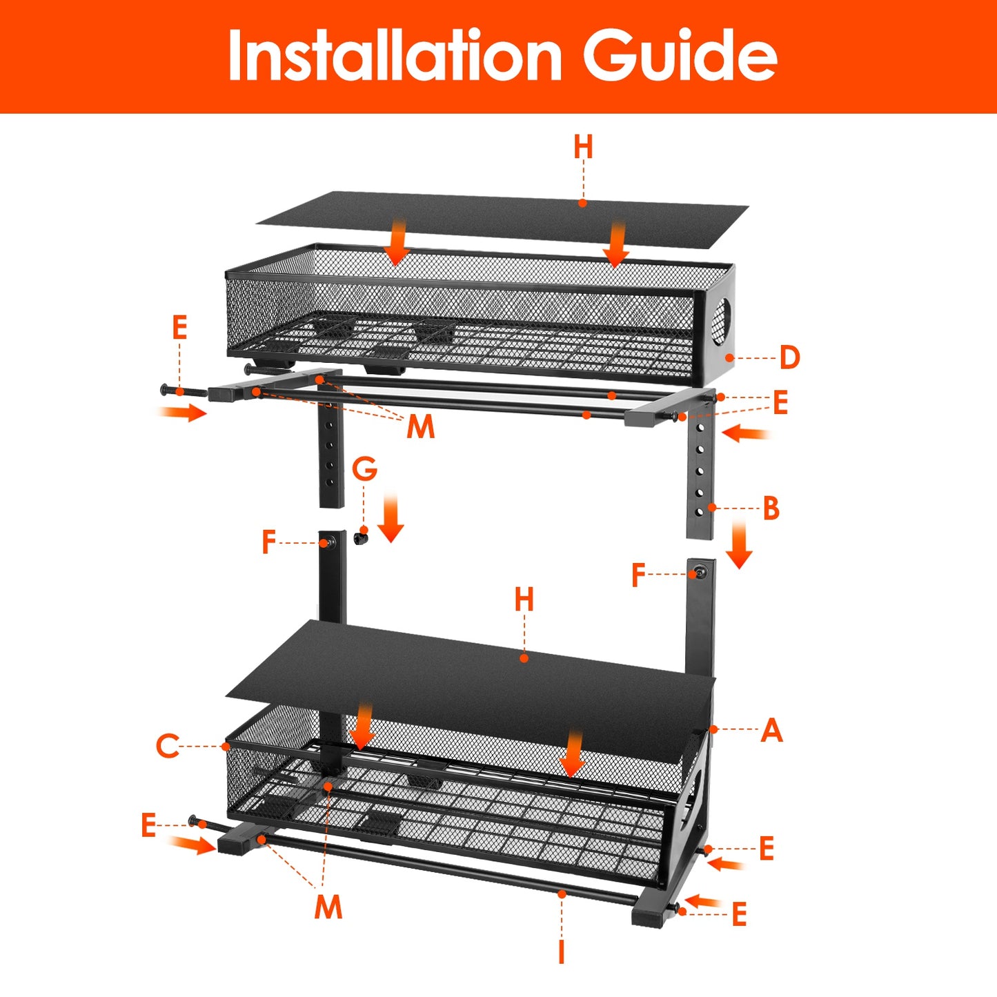 2Pcs Under Sink Organizer 2-Tier Pull-Out Storage Rack with Adjustable Mesh Baskets for Kitchen, Bathroom & Home Cabinet Storage